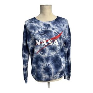 Fifth Sun NASA Space Stretch Cotton Tie Dye Long Sleeve Shirt Blue Size SMALL